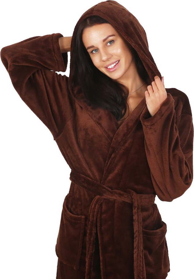 Hnědý unisex župan z mikrovlákna DecoKing Robby