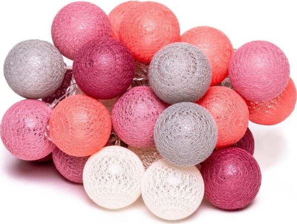 Oranžovo-růžový světelný řetěz na baterie s LED žárovkami Luuka