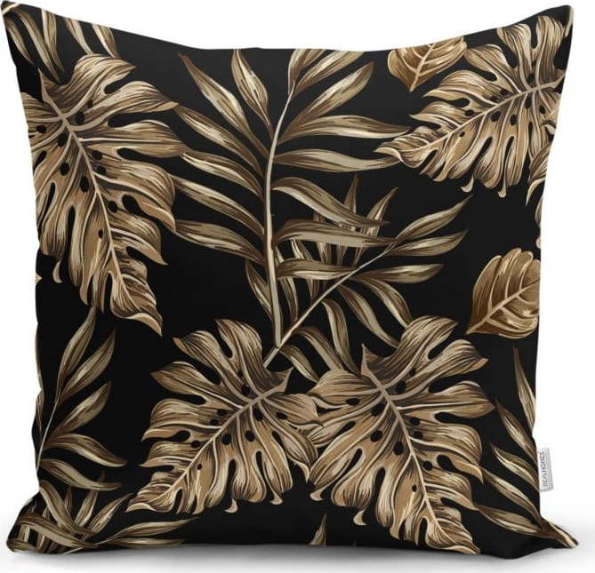 Povlak na polštář Minimalist Cushion Covers Golden Leafes With Black BG