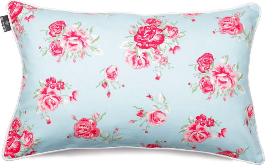 Mentolově modrý povlak na polštář WeLoveBeds Roses