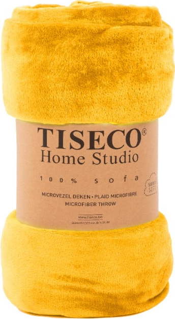 Okrově žlutý přehoz z mikroplyše na dvoulůžko 220x240 cm Cosy - Tiseco Home Studio Tiseco Home Studio