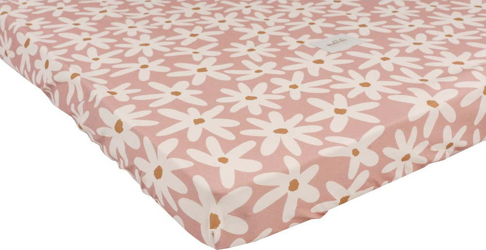 Napínací bavlněné dětské prostěradlo do postýlky 60x120 cm Blush Daisies – Malomi Kids Malomi Kids