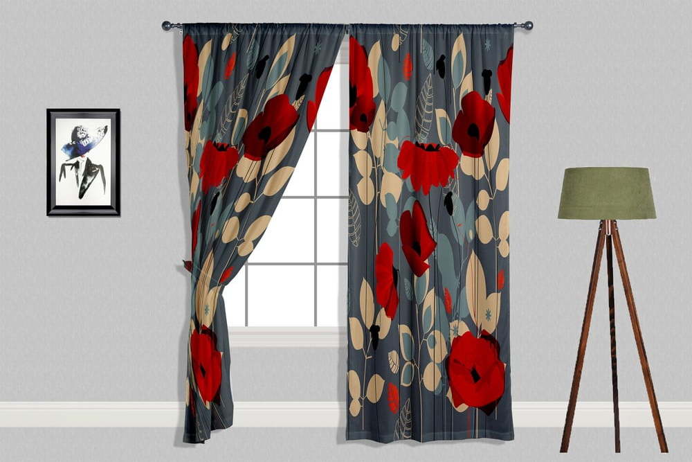 Červeno-šedé závěsy v sadě 2 ks 140x240 cm Poppy – Oyo home Oyo home