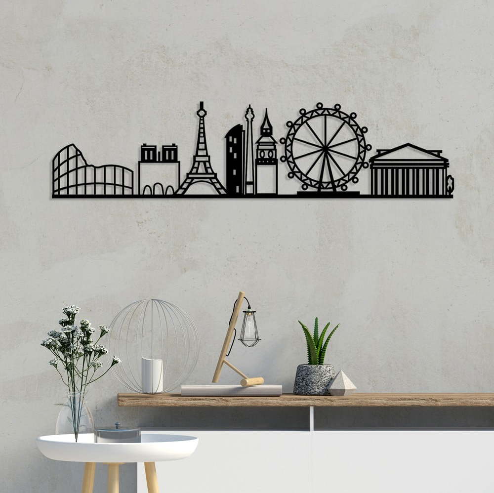 Kovová nástěnná dekorace 120x29 cm Cities – Wallity Wallity