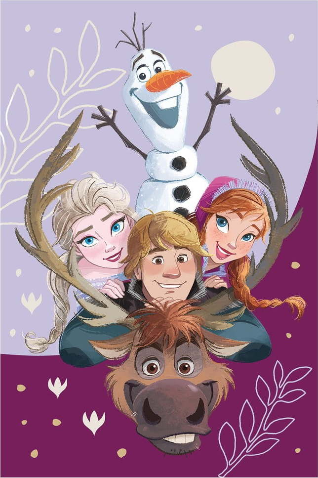 Fialová dětská deka z mikroplyše 100x150 cm Frozen Family – Jerry Fabrics Jerry Fabrics