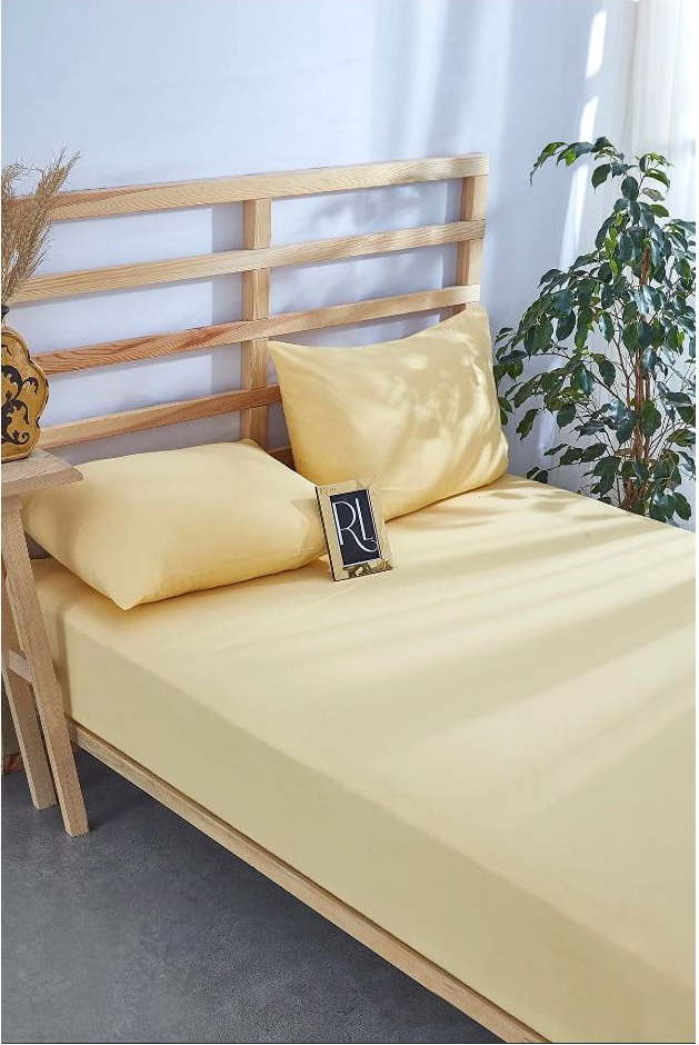 Žluté napínací bavlněné prostěradlo 100x200 cm – Mila Home Mila Home