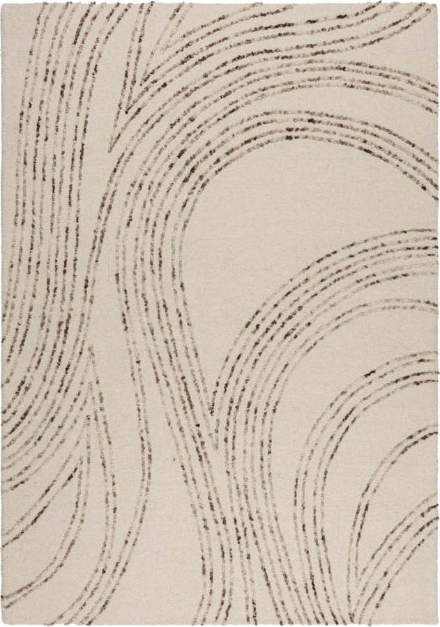 Hnědo-krémový vlněný koberec 120x170 cm Abstract Swirl – Flair Rugs Flair Rugs