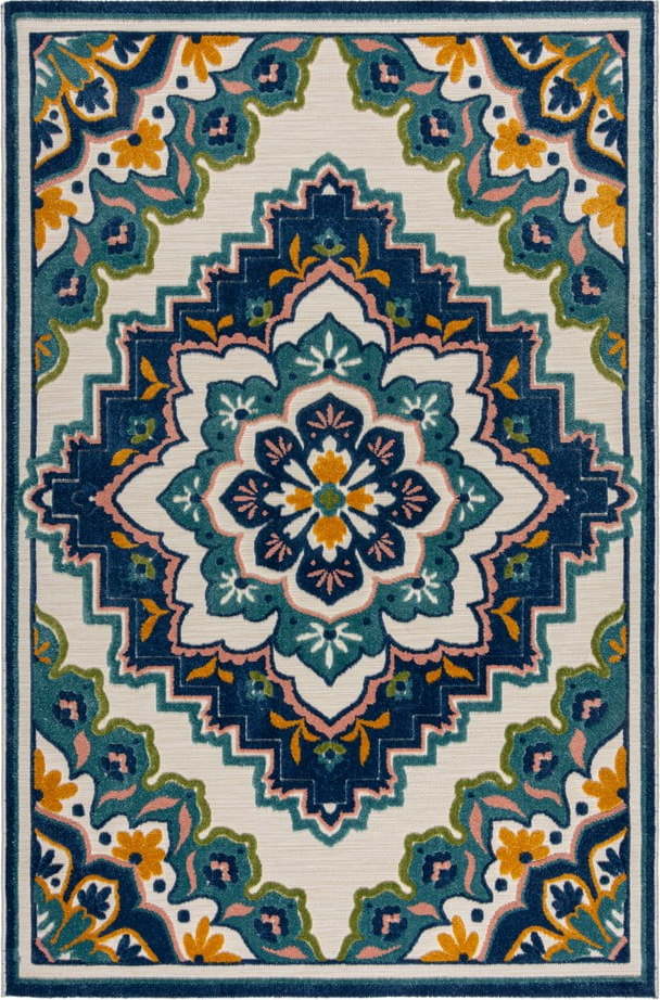 Modrý venkovní koberec 200x290 cm Beach Floral – Flair Rugs Flair Rugs