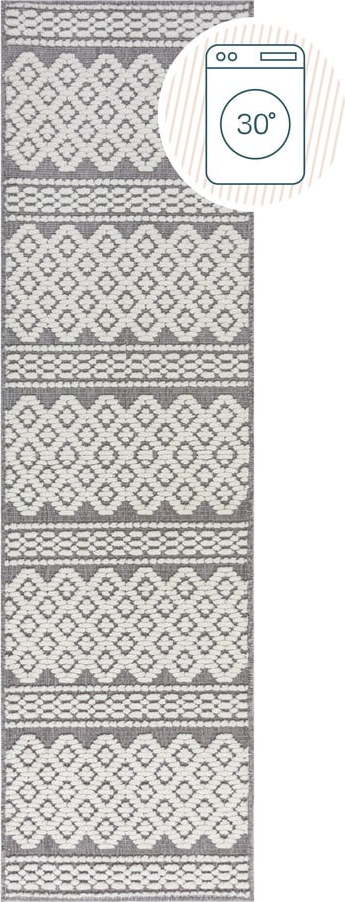 Šedý pratelný běhoun z žinylky 60x240 cm Jhansi – Flair Rugs Flair Rugs