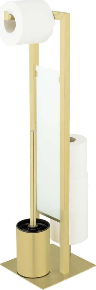 Stojan na toaletní papír se štětkou z nerezové oceli ve zlaté barvě Rivalta – Wenko WENKO