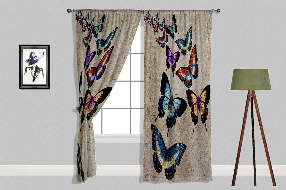 Béžové závěsy v sadě 2 ks 140x240 cm Butterflies – Oyo home Oyo home