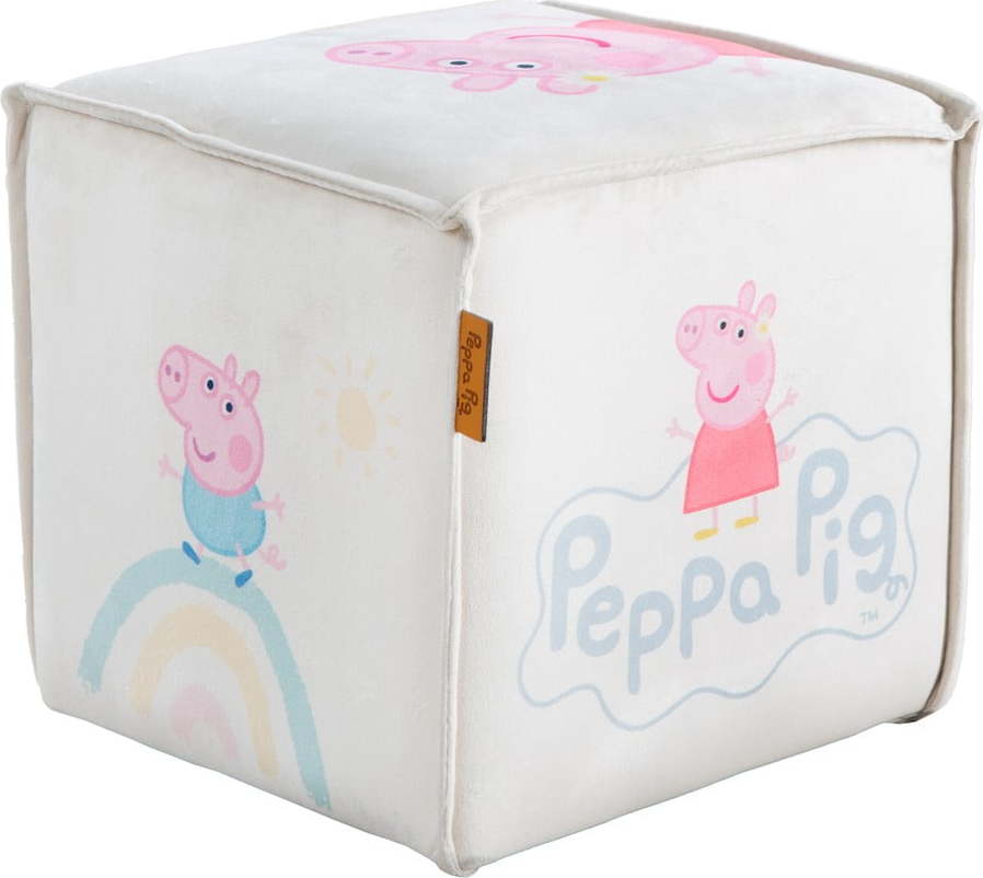 Bílý sametový dětský puf Peppa Pig – Roba Roba