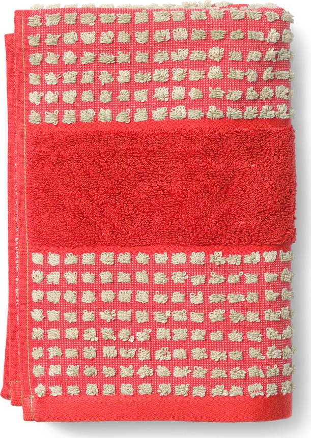 Červený froté ručník z Bio bavlny 50x100 cm Check – JUNA Juna