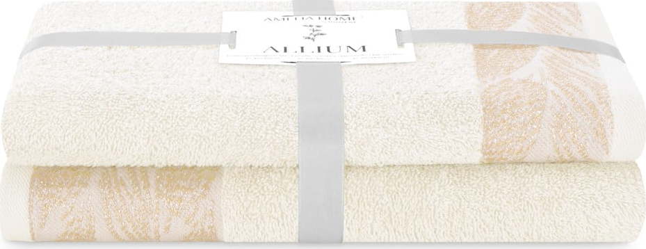 Krémové froté bavlněné ručníky a osušky v sadě 2 ks Allium – AmeliaHome AmeliaHome
