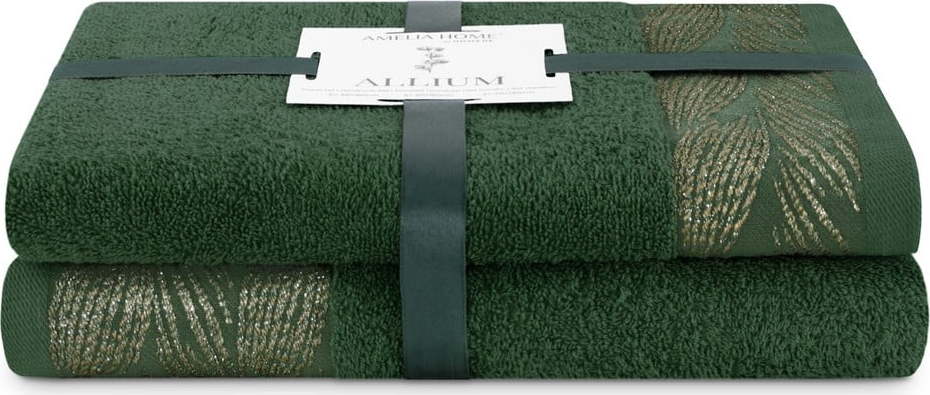 Zelené froté bavlněné ručníky a osušky v sadě 2 ks Allium – AmeliaHome AmeliaHome