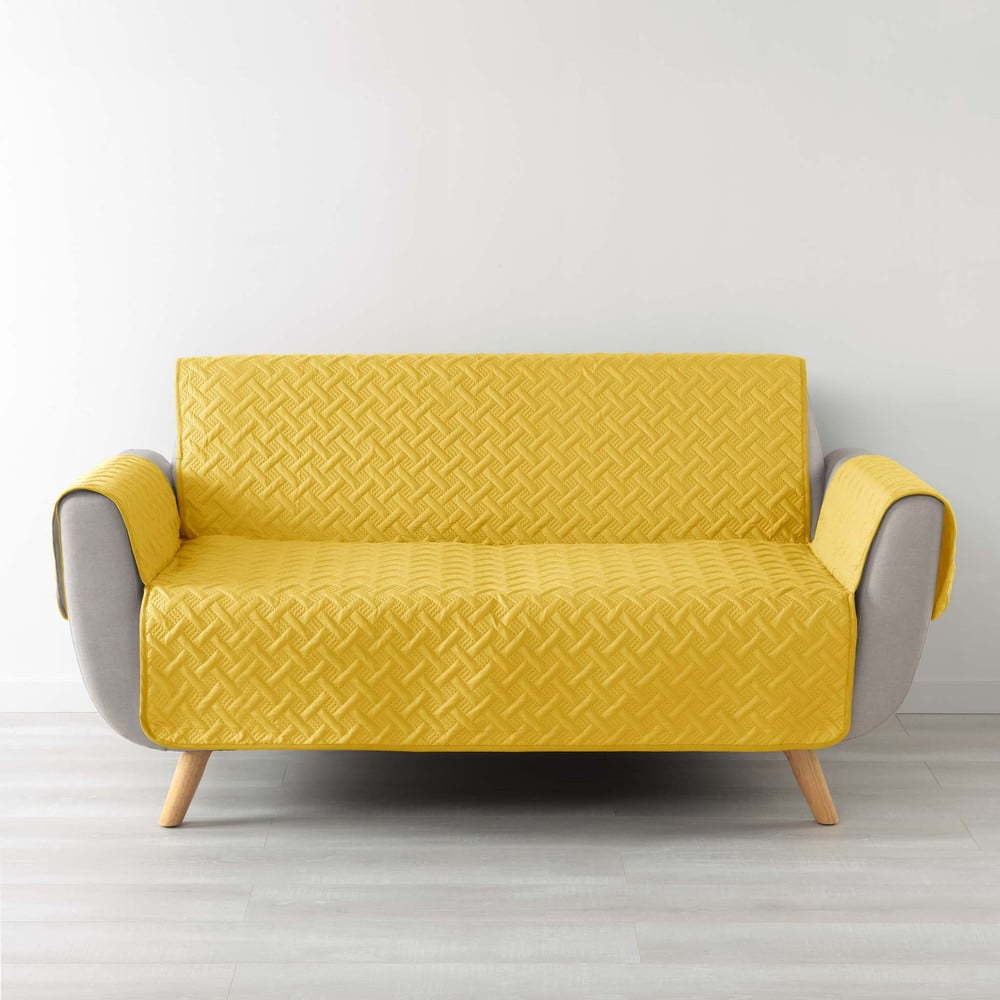 Žlutý 3místný ochranný potah na pohovku Lounge – douceur d'intérieur Douceur d intérieur