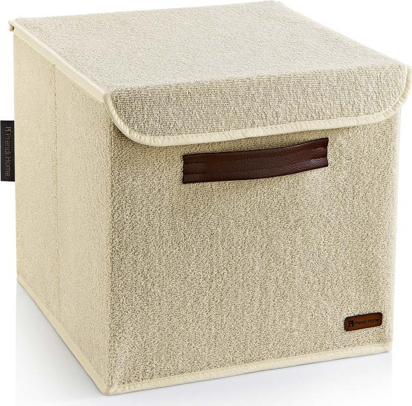 Béžový látkový úložný box s víkem 30x30x30 cm – Mioli Decor Mioli Decor