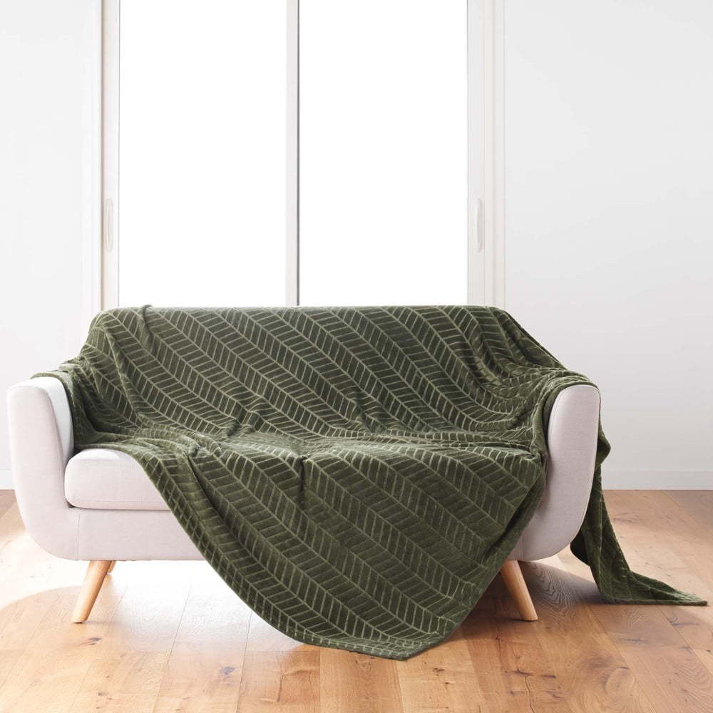 Khaki přehoz z mikroflanelu 180x220 cm Arya – douceur d'intérieur Douceur d intérieur