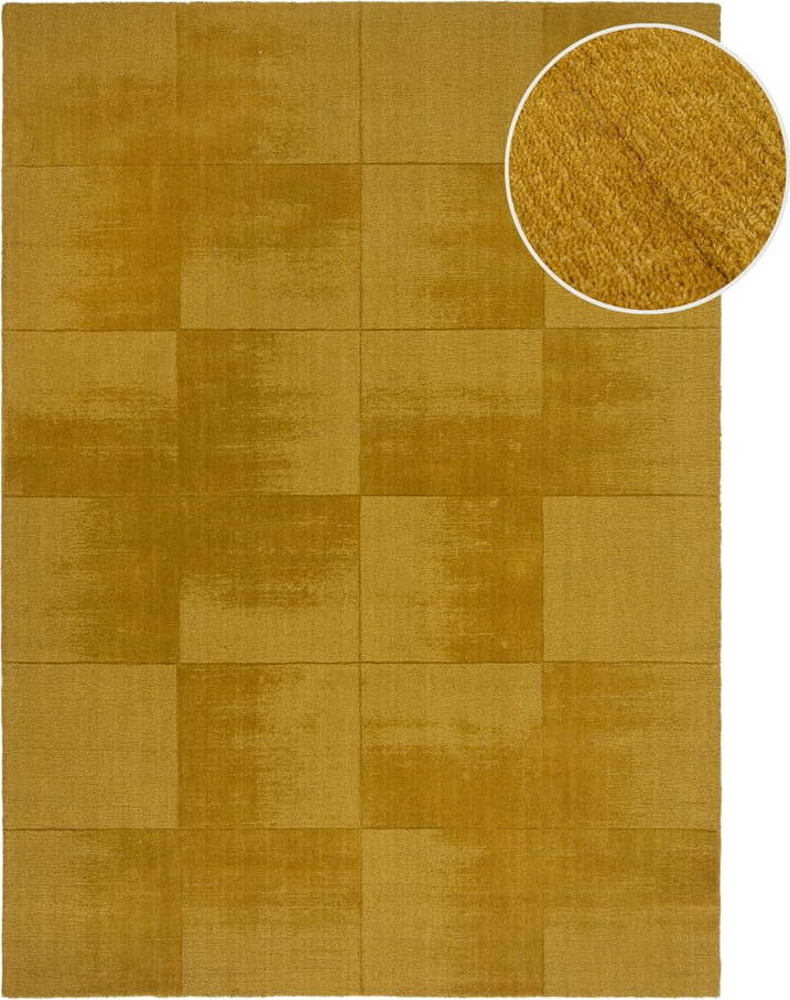 Okrově žlutý ručně tkaný vlněný koberec 200x290 cm Demi Check Ombre – Flair Rugs Flair Rugs