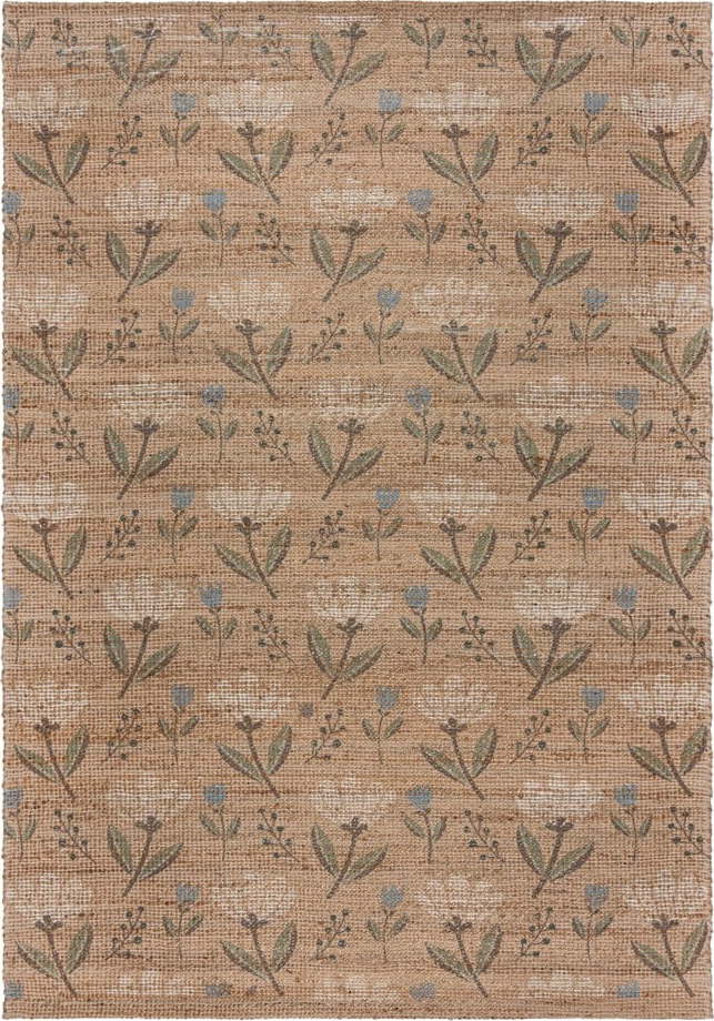 Ručně tkaný koberec s příměsí juty v přírodní barvě 200x290 cm Ariana Jute Floral – Flair Rugs Flair Rugs