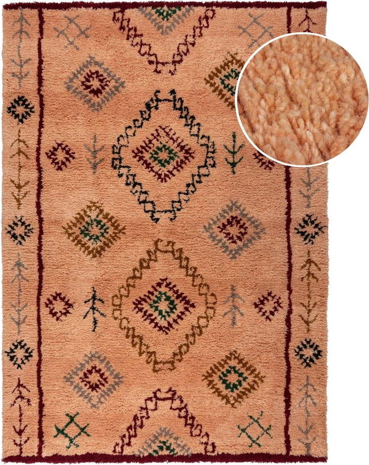 Ručně tkaný vlněný koberec v lososové barvě 160x230 cm Moroccan Sahara – Flair Rugs Flair Rugs