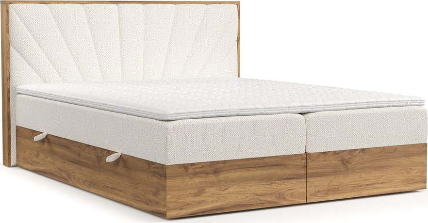 Boxspring postel s úložným prostorem v krémovo-přírodní barvě 160x200 cm Asahi – Maison de Rêve Maison de Reve