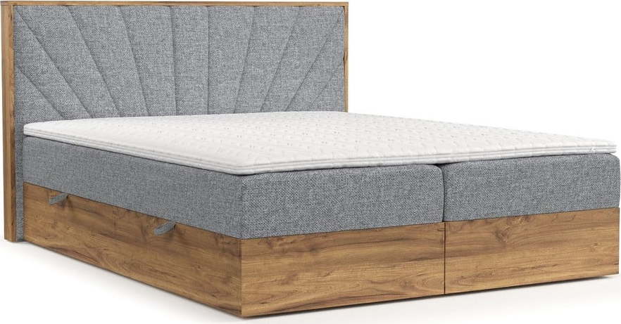 Boxspring postel s úložným prostorem v šedo-přírodní barvě 180x200 cm Asahi – Maison de Rêve Maison de Reve