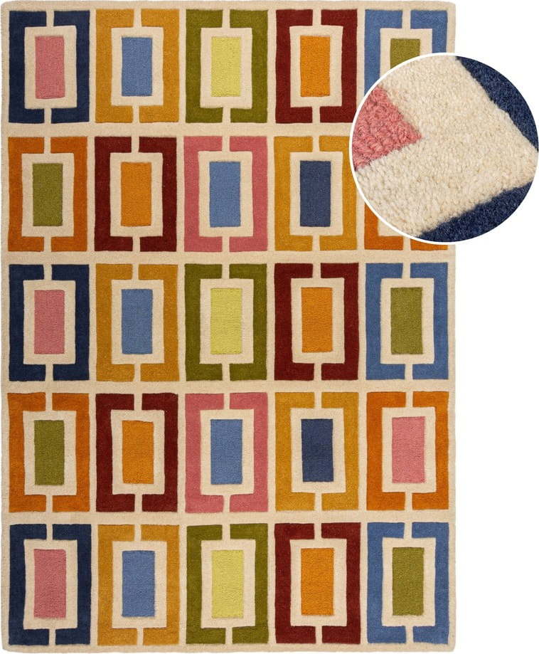 Ručně tkaný vlněný koberec 80x150 cm Retro Blocks – Flair Rugs Flair Rugs