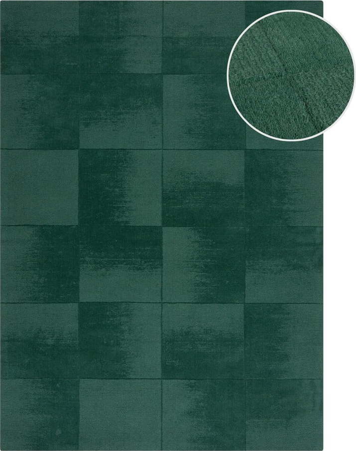 Ručně tkaný vlněný koberec v petrolejové barvě 200x290 cm Demi Check Ombre – Flair Rugs Flair Rugs