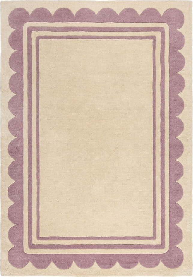 Ručně tkaný vlněný koberec ve fialovo-přírodní barvě 120x170 cm Lois Scallop – Flair Rugs Flair Rugs