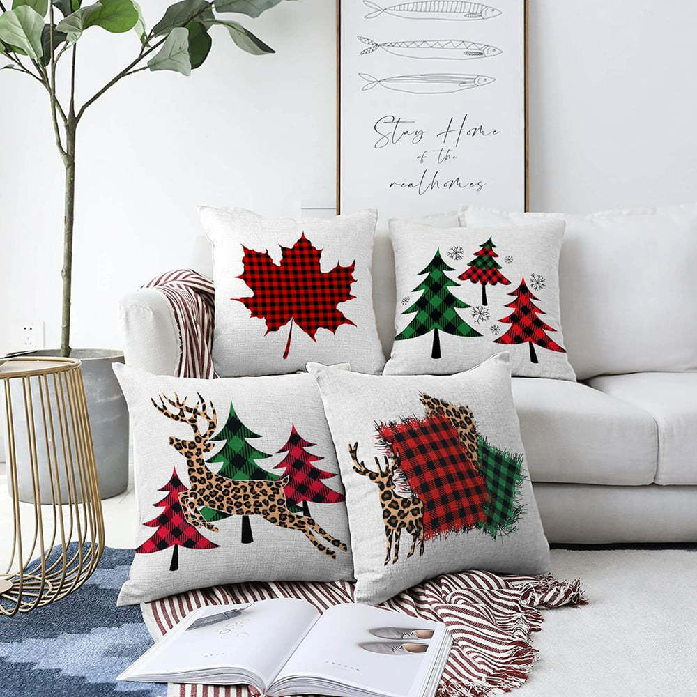 Sada 4 žinylkových povlaků na polštář Minimalist Cushion Covers Leaf