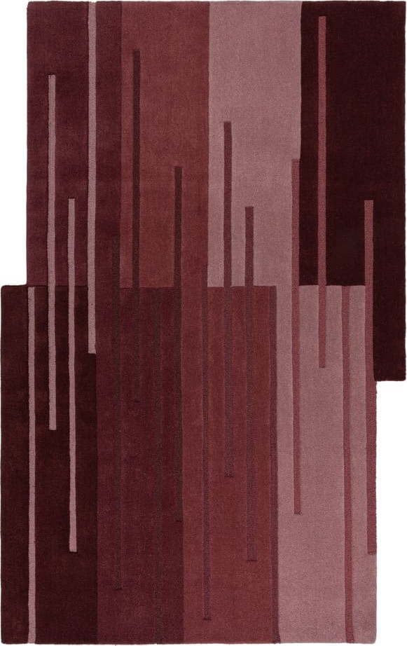 Vínový ručně tkaný vlněný koberec 200x290 cm Split Ombre Shaped – Flair Rugs Flair Rugs