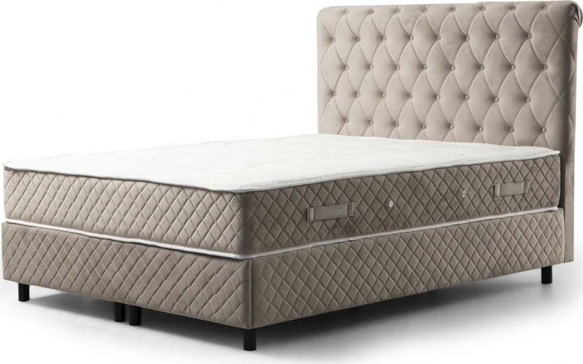 Béžová boxspring postel s úložným prostorem 160x200 cm Sonata – Kalune Design Kalune Design