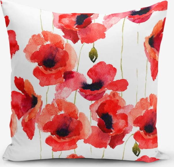 Povlak na polštář s příměsí bavlny Minimalist Cushion Covers Máky