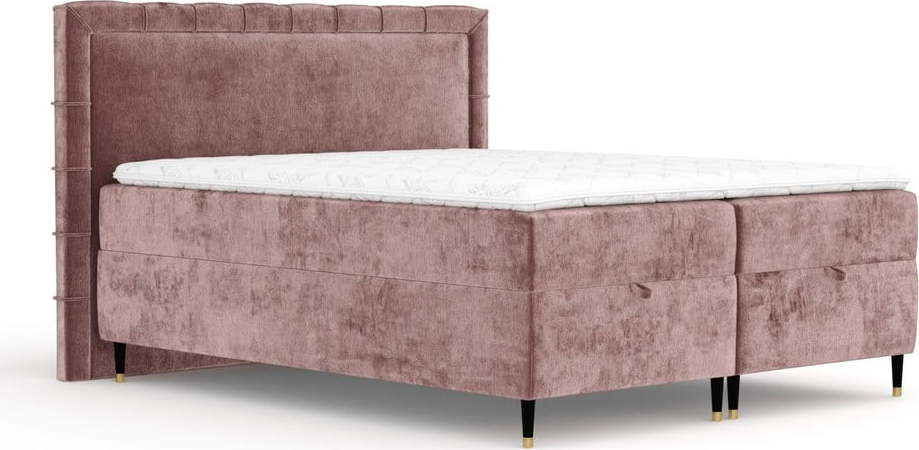 Růžová boxspring postel s úložným prostorem 160x200 cm Voyage – Maison de Rêve Maison de Reve