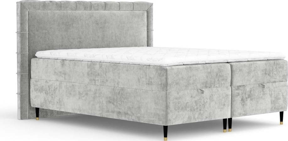 Světle šedá boxspring postel s úložným prostorem 180x200 cm Voyage – Maison de Rêve Maison de Reve