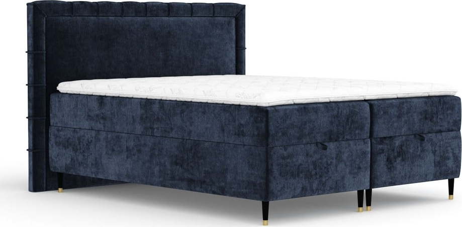 Tmavě modrá boxspring postel s úložným prostorem 160x200 cm Voyage – Maison de Rêve Maison de Reve